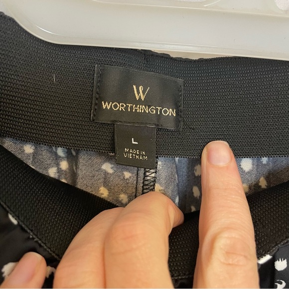 WORTHINGTON Women’s Black White Dot Silky Pleated Flowy Skirt Size Large - Picture 4 of 8